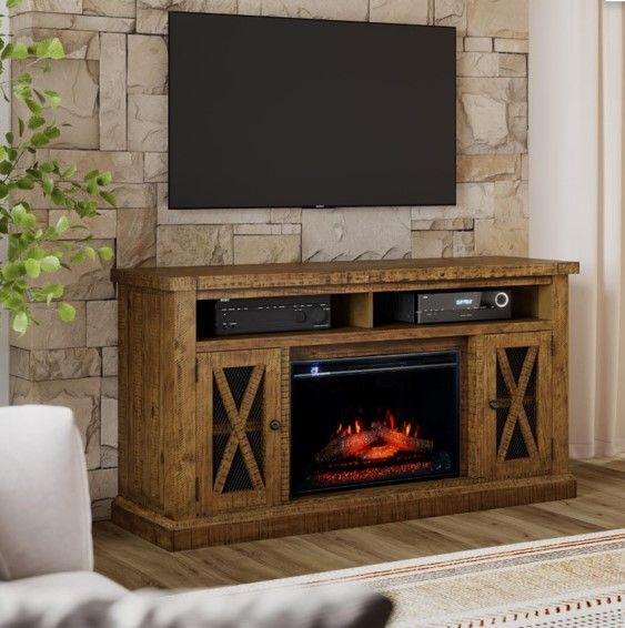Jofran Inc. Telluride Gold Fireplace with Logset-1