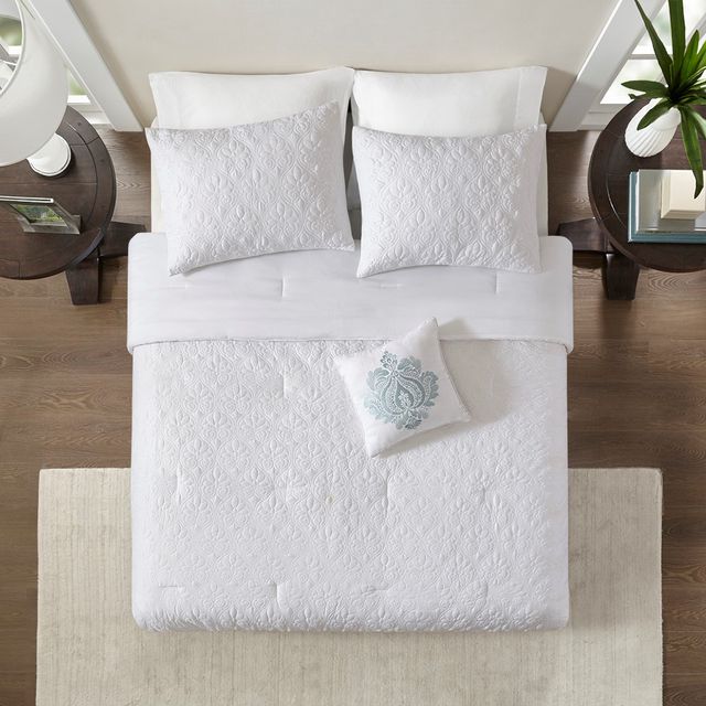 Olliix by Madison Park 5 Piece White Queen Quebec Comforter Set-2