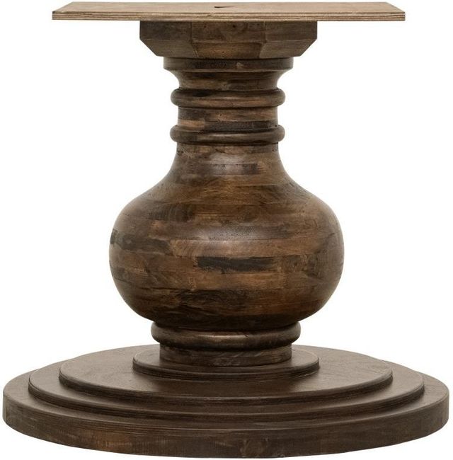 International Furniture Direct Lumiere Gray with Matte Acrylic Top Pedestal Dining Table with Brown Base-3