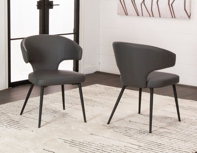 Cramco Casia Charcoal Gray/Matte Black Dining Side Chair-1