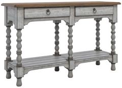 Flexsteel® Plymouth® Brown Top Sofa Table with Distressed Graywash Base