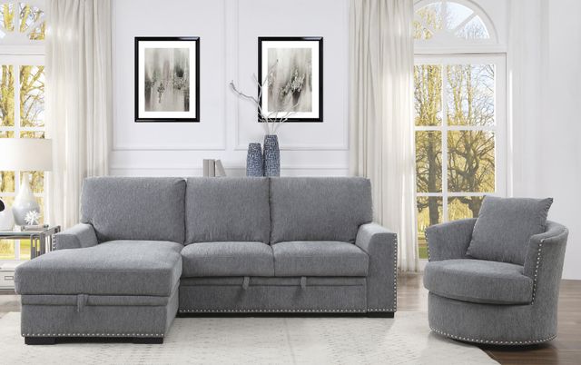 Homelegance® Morelia 2-Piece Gray Left Arm Facing Sectional with Pull-out Bed and Hidden Storage -1