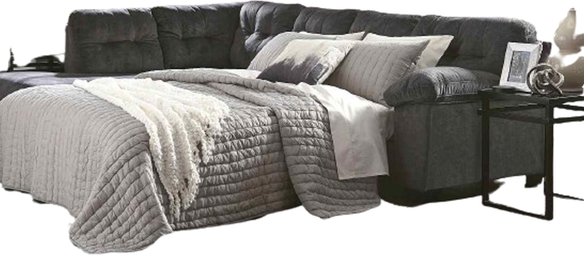 Signature Design by Ashley Accrington 2 Piece Granite Left Arm Facing Sofa Sleeper Sectional and Chaise Sides Furniture Bedding Dora AL