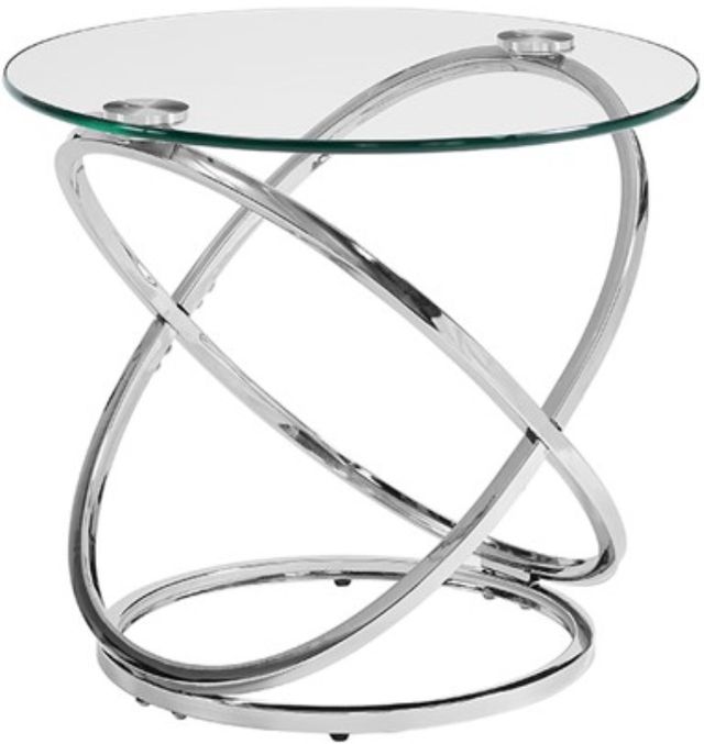 Bernards Atomic 3-Piece Glass Top Occasional Table with Metal Base Set-3