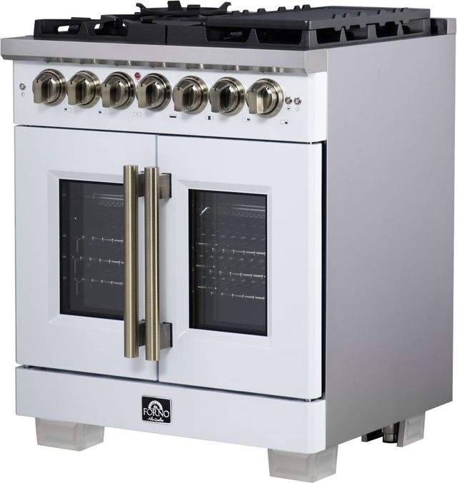 FORNO® Capriasca Series Alta Qualita 30" White Pro Style Dual Fuel Range-3