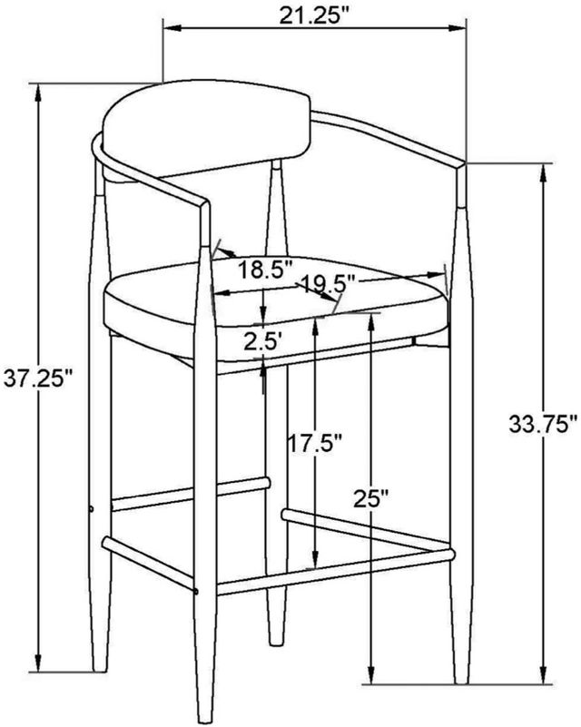 Coaster® Tina 2-Piece Black/Dark Gray Upholstered Counter Stool Set-2