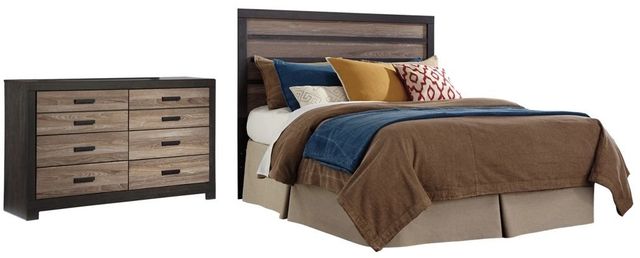Signature Design by Ashley® Harlinton 2-Piece Warm Gray/Charcoal Queen/Full Panel Headboard Bed Set-0