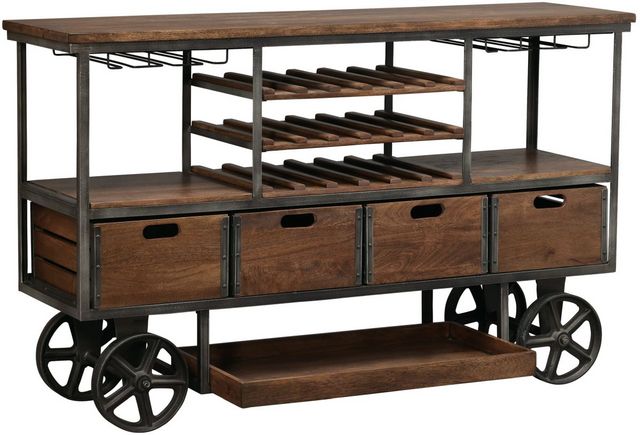 Howard Miller® Budge Brown Wood/Aged Iron Wine and Bar Cart | Lux ...