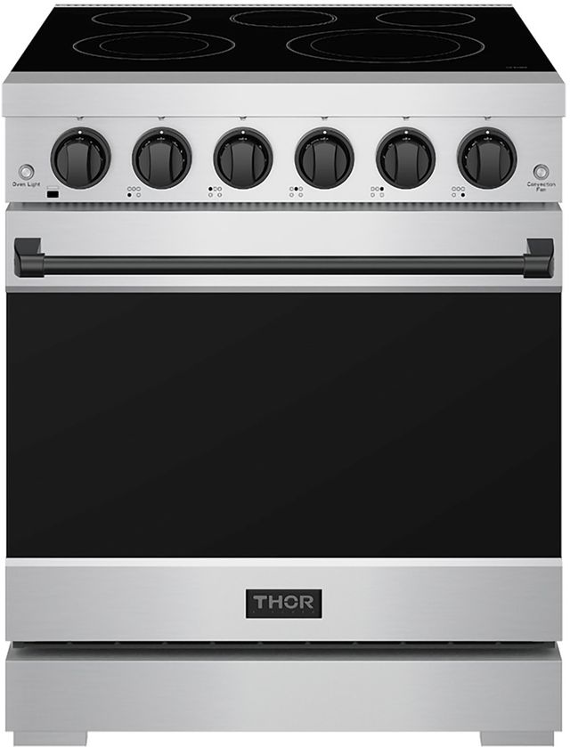 Thor Kitchen Gordon Ramsay Series 30" Stainless Steel Pro Style Electric Range with Precision Knob Control & Black Hardware-0