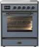 Ilve® Majestic III 30" Blue Gray Pro Style Induction Range with Triple Glass Door and Burnished Trim-0