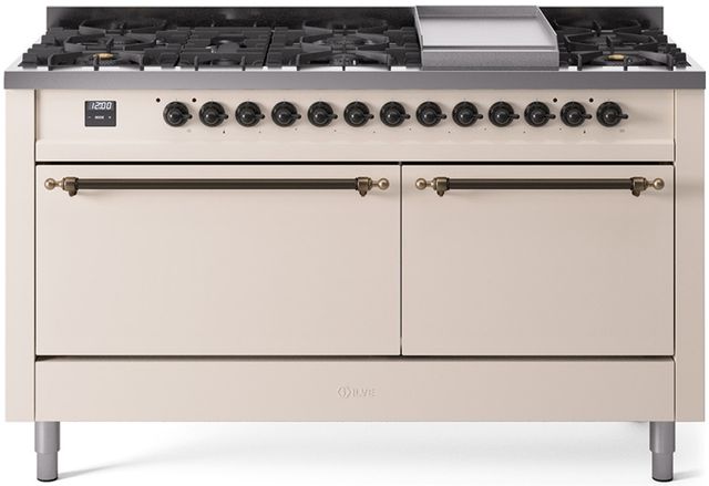 Ilve® Nostalgie II Series 60" Antique White Pro Style Dual Fuel Range-0