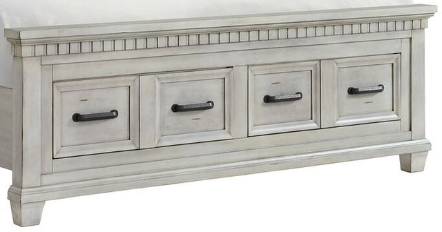 Elements International McCoy Antique White King Panel Storage Bed-1