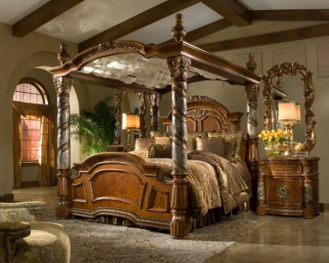 Michael Amini® Villa Valencia® Classic Chestnut California King Canopy Bed-1