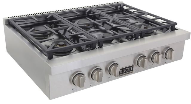 Kucht Professional KFX Series 36" Stainless Steel Natural Gas Range Top with Classic Silver Knobs-1