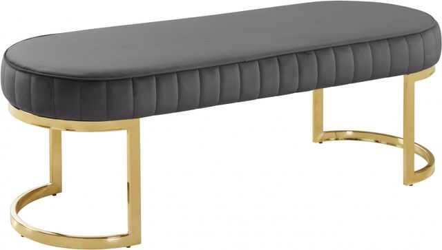 Meridian Furniture Lemar Grey Velvet Bench-0