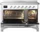 Ilve® Majestic III 48" White Pro Style Induction Range with Triple Glass Door and Chrome Trim-1