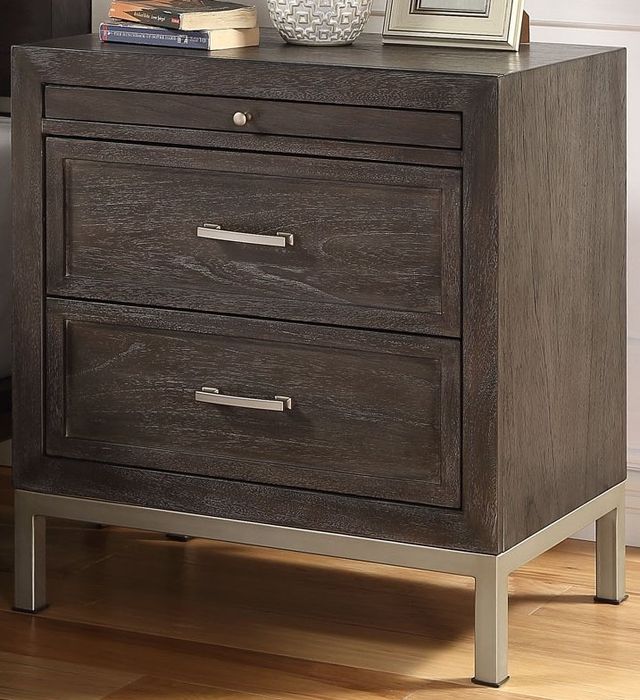 Steve Silver Co. Broomfield Warm Walnut/Metal Nightstand-0
