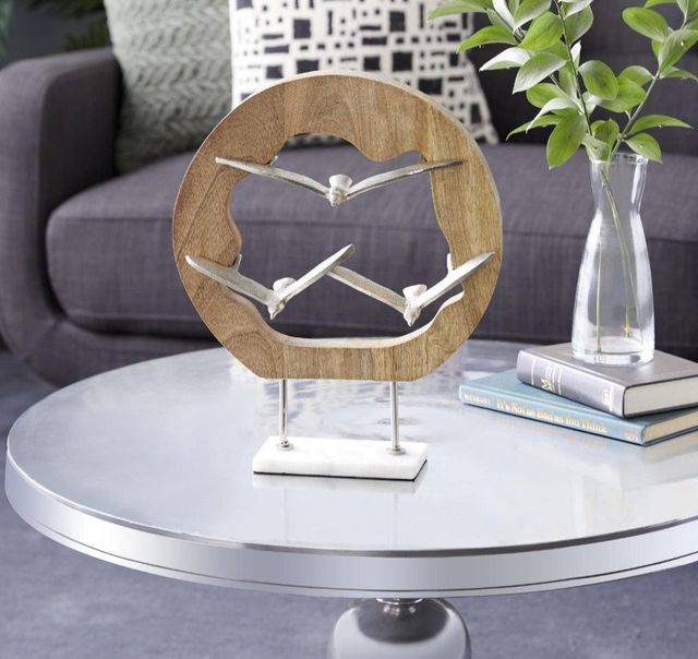 Deco Marche Brown 12" Aluminum Metal Bird Sculpture-4