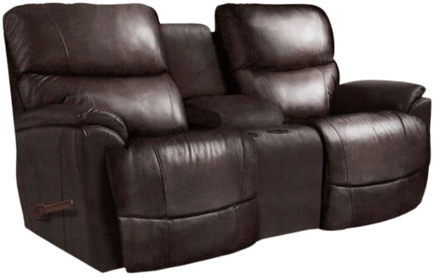 【LYO82】 La-Z-Boy Trouper Walnut Leather Power Reclining Loveseat