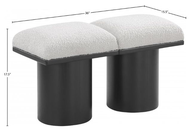 Meridian Furniture Pavilion 2-Piece Black/Cream 36" Modular Bench-3