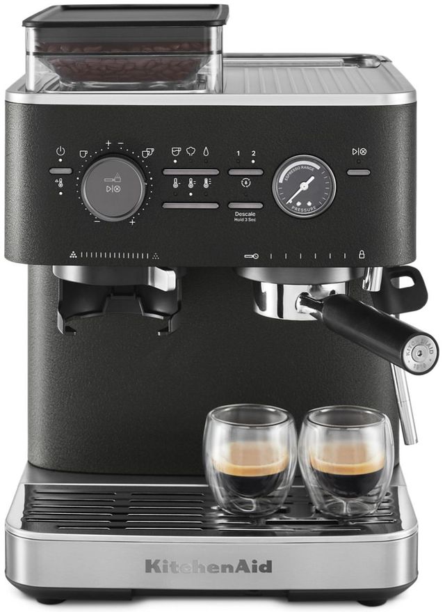 KitchenAid® Cast Iron Black Semi Automatic Espresso Machine with Burr Grinder-2