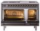 Ilve® Nostalgie II Noblesse 48'' Graphite Matte Pro Style Dual Fuel Range with Burnished Trim-2