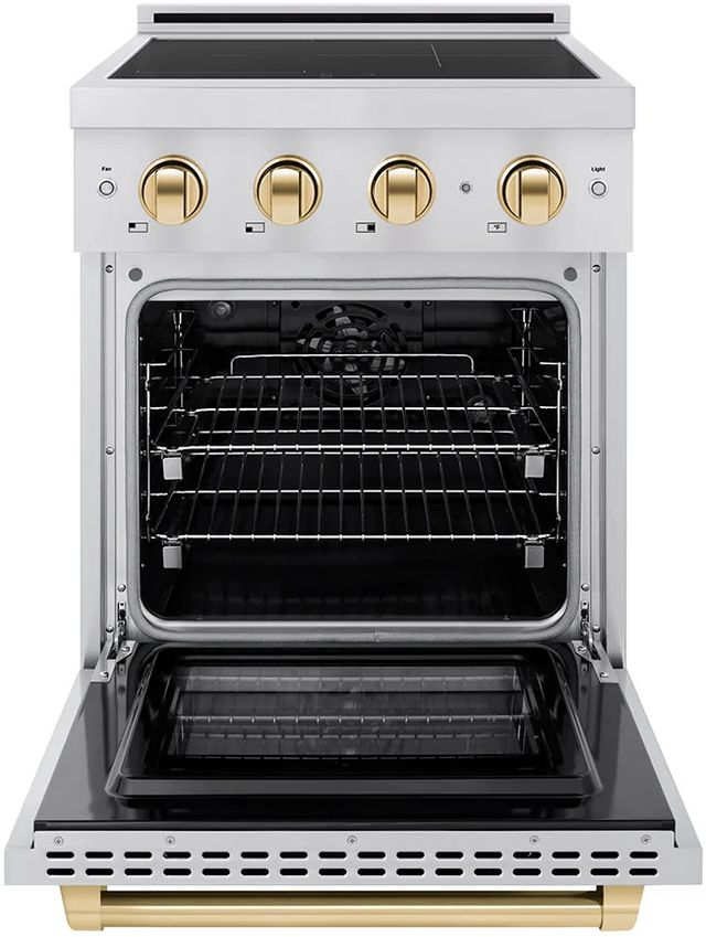 ZLINE Autograph Edition Paramount 24" Stainless Steel Pro Style Induction Range with Polished Gold Accents-1