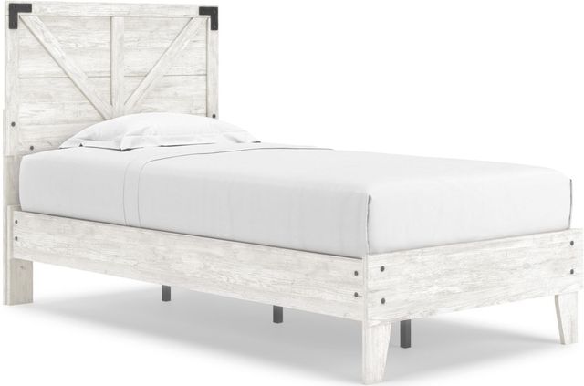 Signature Design by Ashley® Shawburn White/Dark Charcoal Gray Twin Crossbuck Panel Bed-0