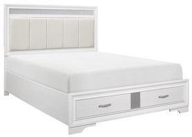 Mazin Furniture Luster White/Silver Glitter Queen Bed-2