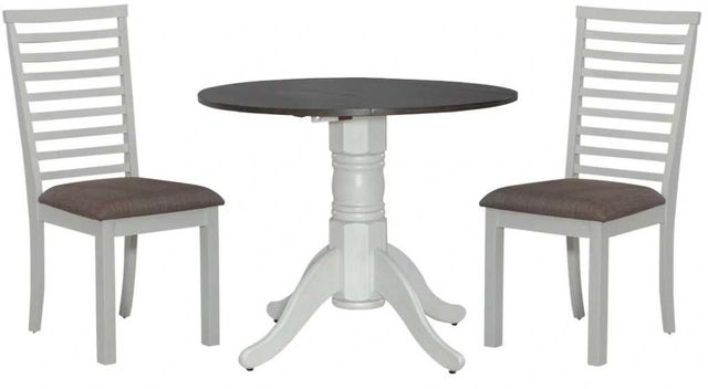 Liberty Furniture Brook Bay 3-Piece Carbon Gray/Textured White Drop Leaf Dining Set-0