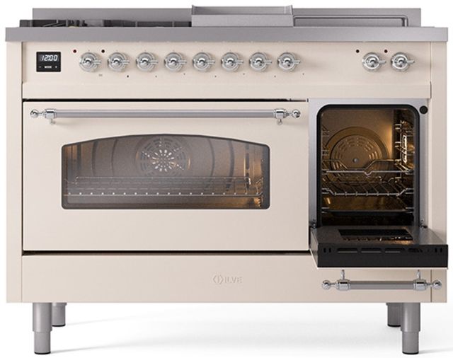 Ilve® Nostalgie II Series 48" Antique White Pro Style Dual Fuel Range-3