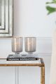 A & B Home Hobnail 2-Piece Clear/Gold Glass Hurricane Candle Holder Set-5