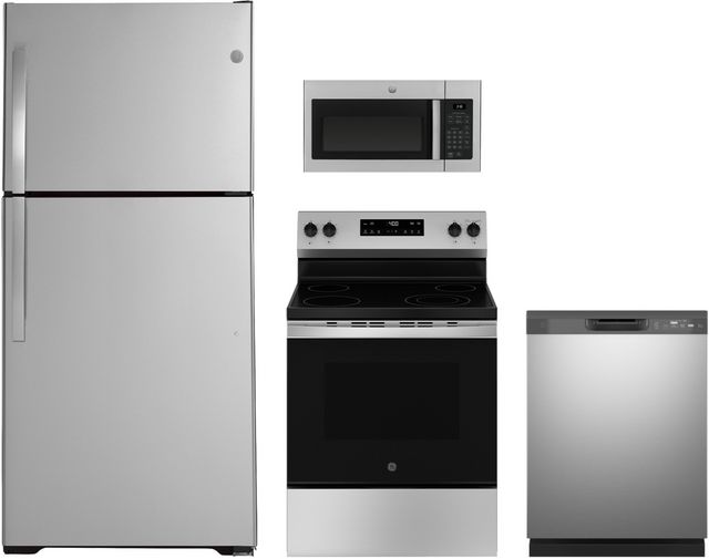 GE® 4 Piece Stainless Steel Kitchen Package
