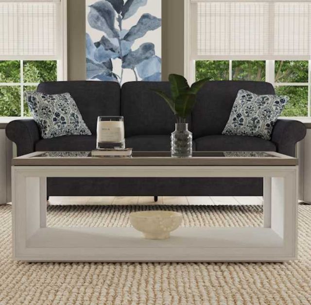 Flexsteel® Melody Gray/White Rectangular Coffee Table with Casters-3