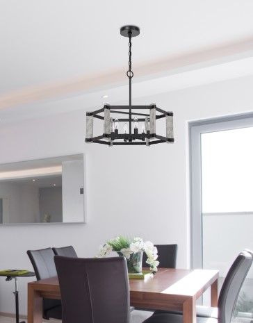 Cal® Lighting & Accessories Rutland Black/Fossil Chandelier-1