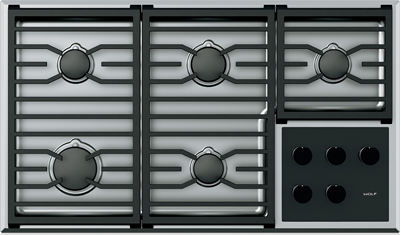 Wolf® 36" Stainless Steel Transitional Liquid Propane Cooktop-0