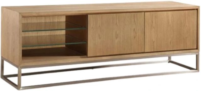Modus Furniture One Bisque/Brushed Stainless Steel 74" TV Console-0