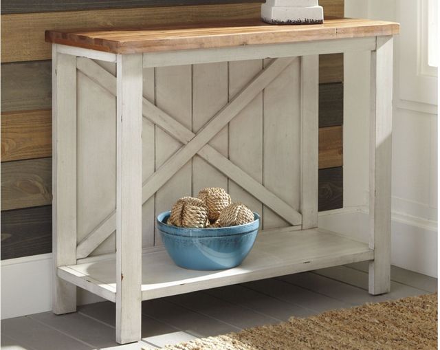 Signature Design by Ashley® Abramsland White/Brown Console Sofa Table-1