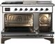 Ilve® Majestic III 48" White Pro Style Dual Fuel Natural Gas Range with 5 Black Brass Burners and Burnished Trim-1