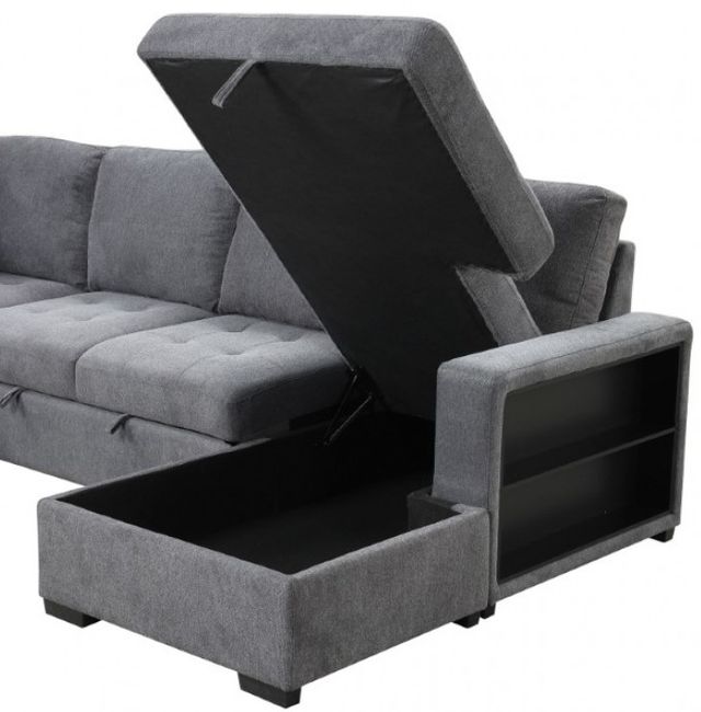 Furniture of America® Stockwell Dark Gray Sleeper Sofa Sectional-4