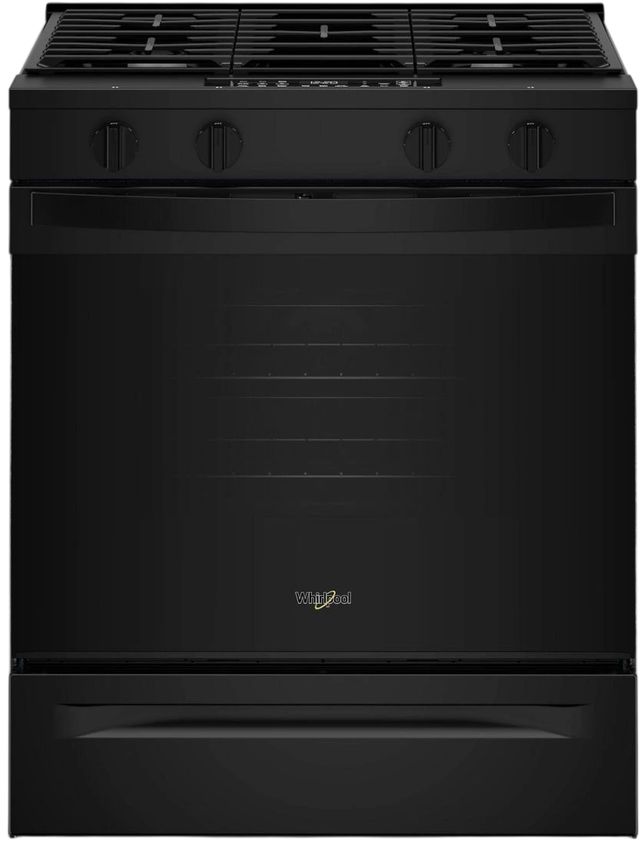 Whirlpool® 30'' Black Smart Slide-In Gas Range with Air Cooking Technology and Steam Clean-0