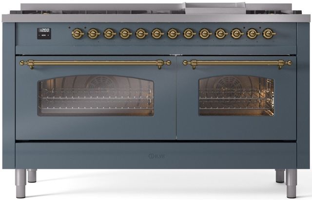 Ilve® Nostalgie II Series 60" Blue Grey Pro Style Dual Fuel Range-0