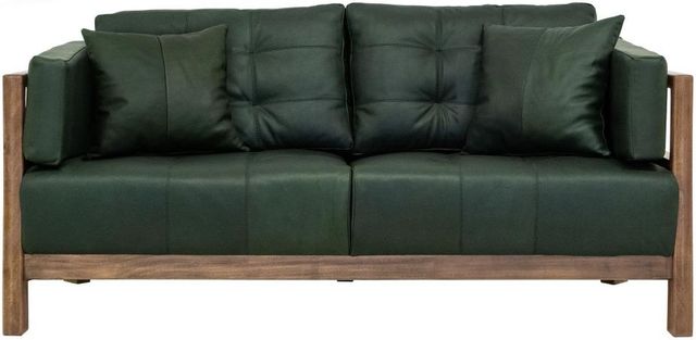 International Furniture Direct Roots Brown/Green Leather Loveseat-1