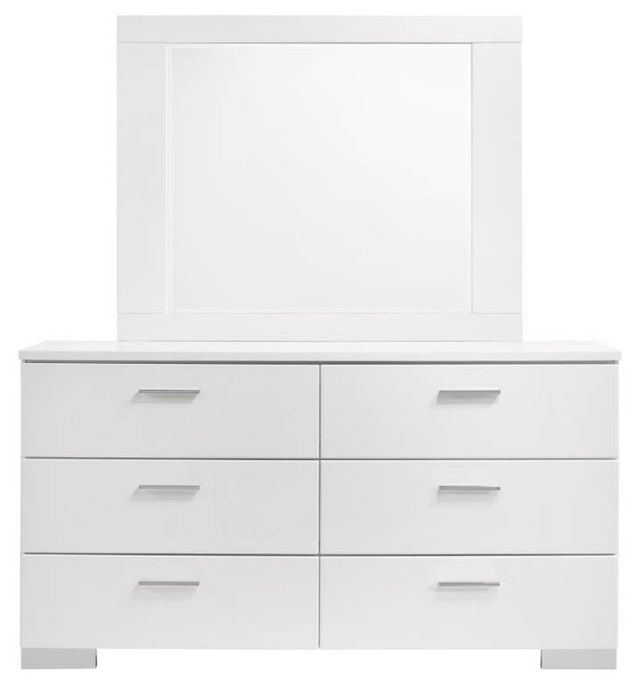 Coaster® Felicity Glossy White Wood Dresser and Mirror-1