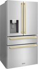 ZLINE Autograph Edition 36" 21.6 Cu. Ft. Fingerprint Resistant Stainless Steel Counter Depth French Door Refrigerator with Champagne Bronze Modern Handles-2