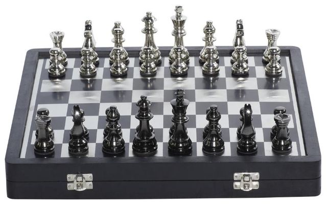 Deco Marche Black Chess Game Set with Storage Compartment-0