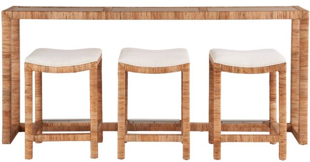 Universal Explore Home™ Weekender Coastal Living Home Sandbar 4-Piece Natural Rattan Console Set-3