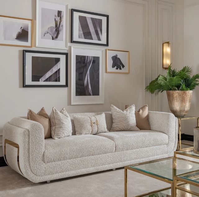 Michael Amini® Savannah Breeze Cashmere Bright Gold Mansion Sofa-1