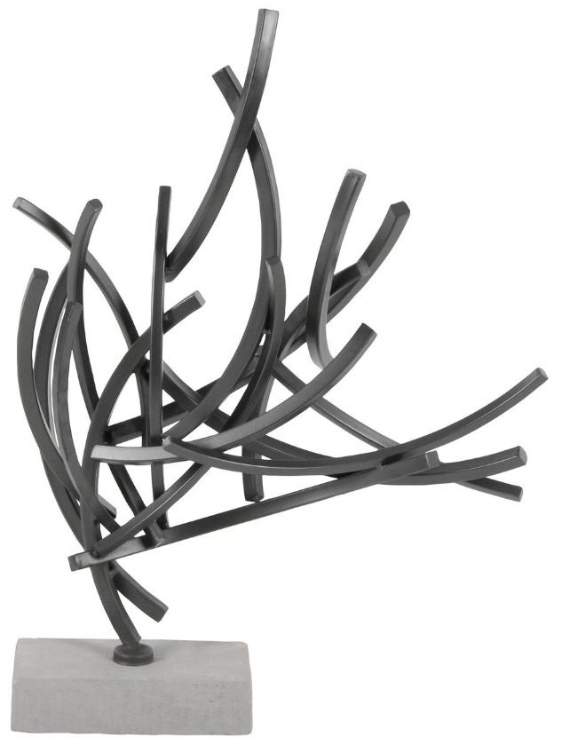 Deco Marche Gray Abstract Decorative Sculpture with Marble Base-0
