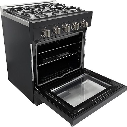 Unique® Appliances Classic Retro 30" Matte Black Slide-In Propane Gas Range-3